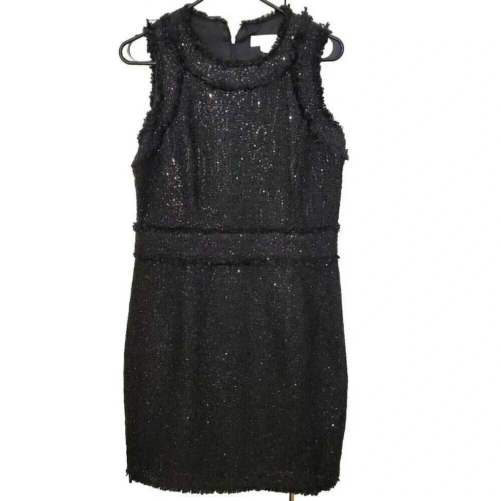 Michael Michael Kors Dress Womens Black 10P Petite Wool Shimmer Lined Fall Winte